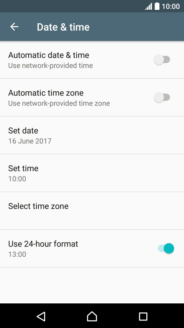 Press the indicator next to 'Automatic date & time' to turn on the function.