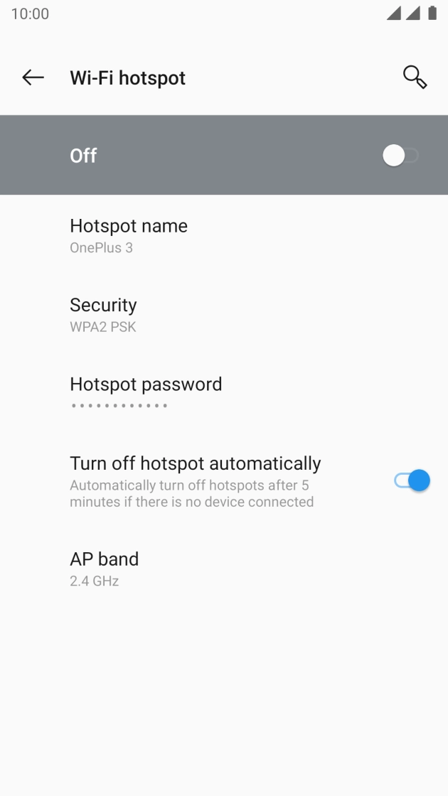 Press Hotspot name and key in the required name for the WiFi hotspot. Press Hotspot name and key in the required name for the WiFi hotspot.