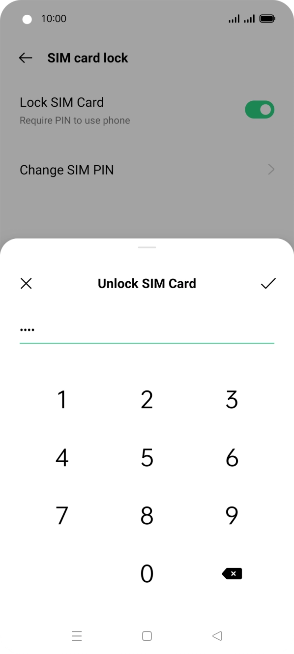 Key in your SIM PIN and press the confirm icon. The default SIM PIN is 0000.