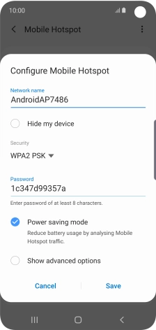 Press the field below 'Network name' and key in the required name.