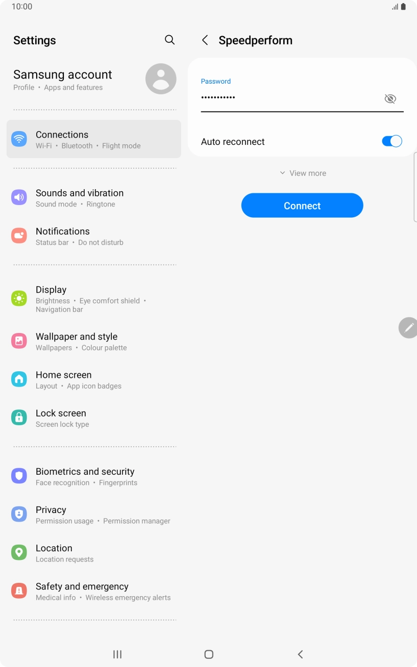 Key in the password for the WiFi network and press Connect.