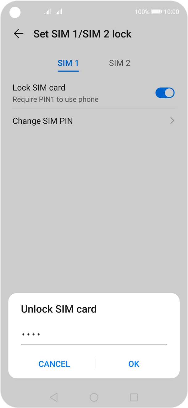Key in your SIM PIN and press OK. The default SIM PIN is 0000.