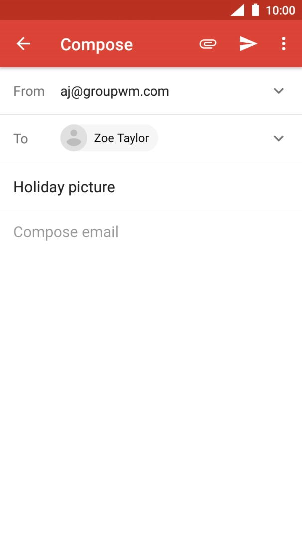 Press the text input field and write the text for your email.