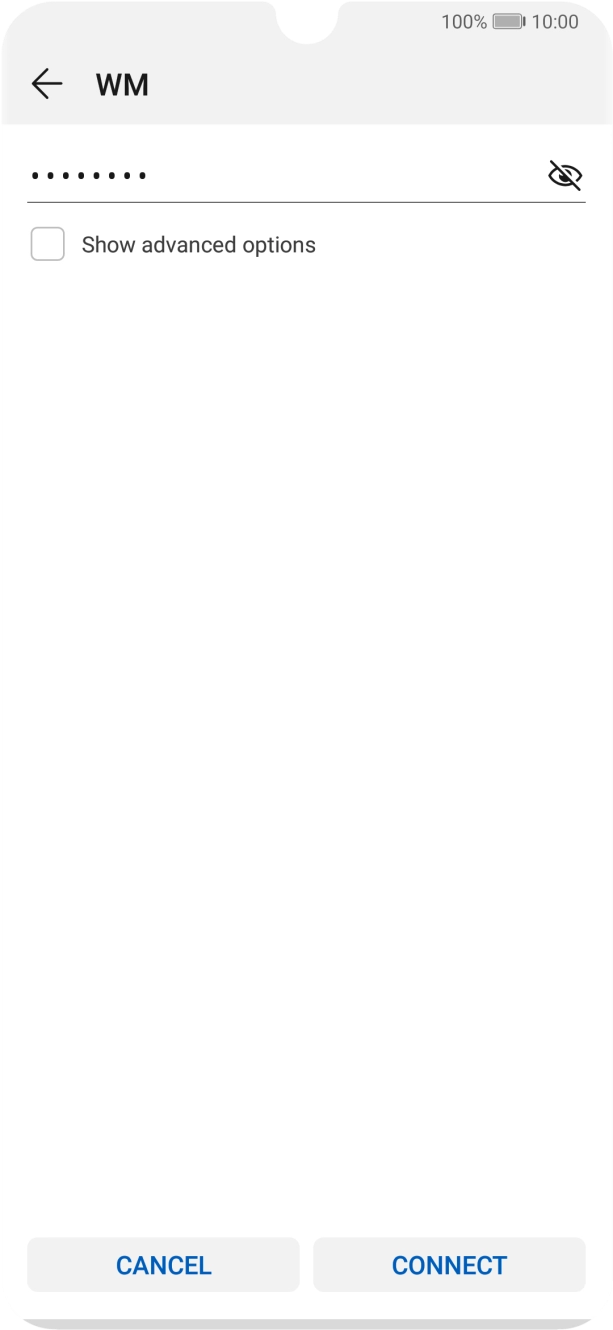 Key in the password for the WiFi network and press CONNECT.