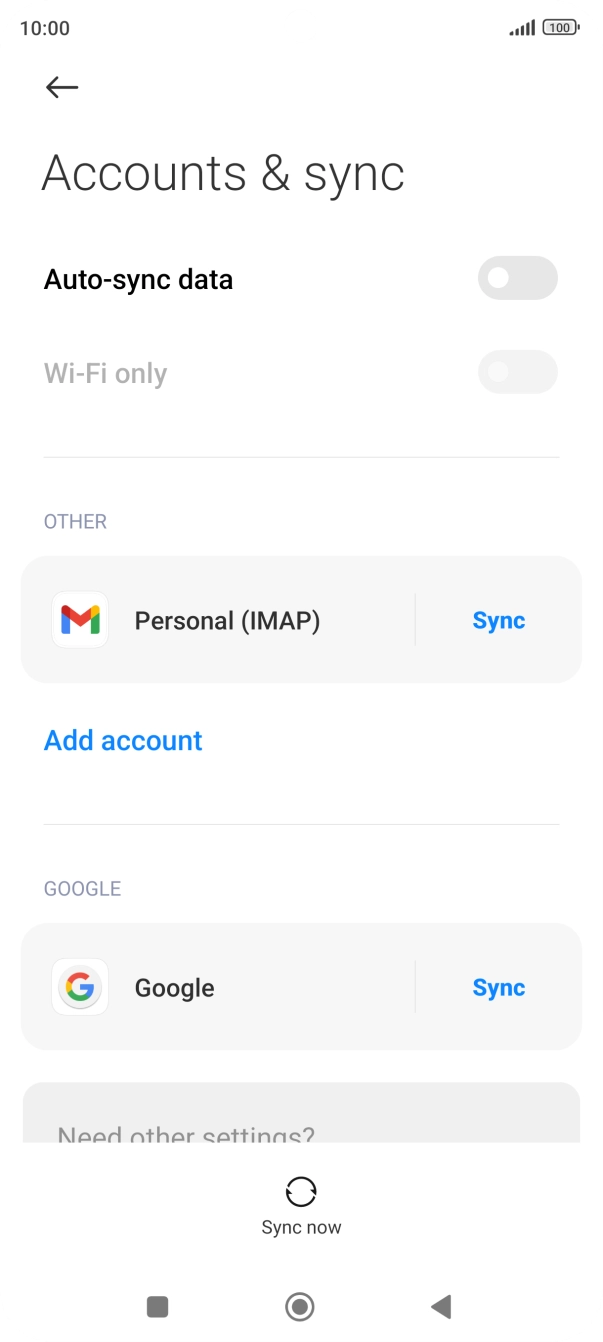 Press the indicator next to 'Auto-sync data' to turn the function on or off.