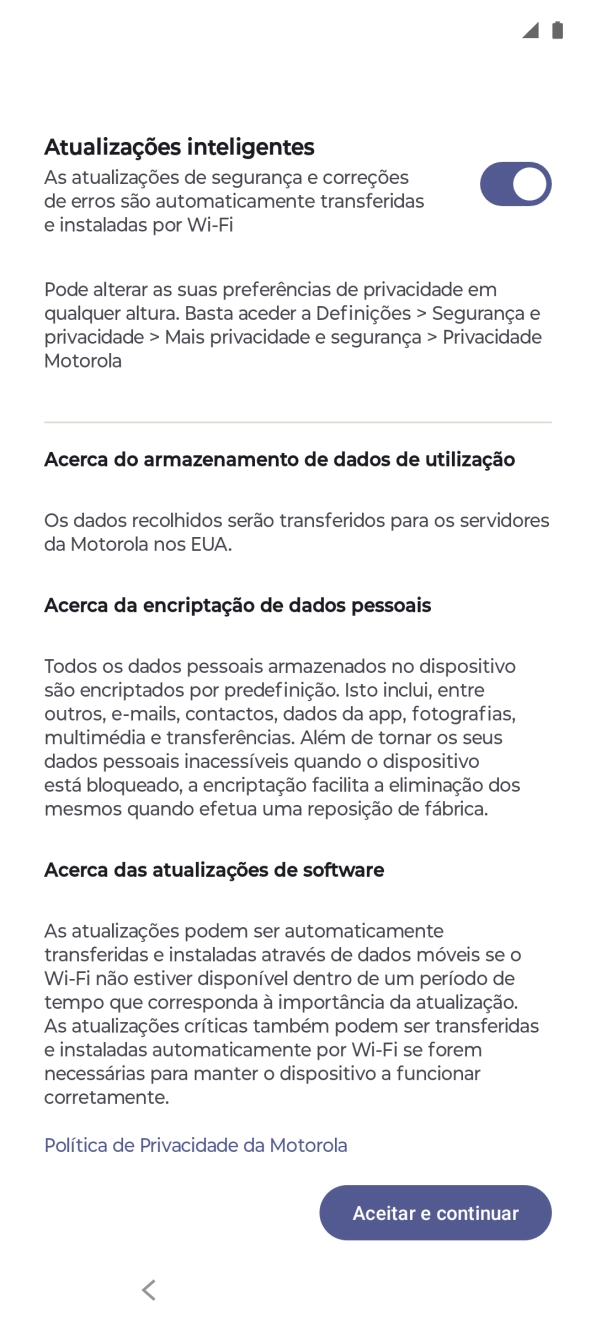 Prima os indicadores ao lado das definições pretendidas para as selecionar.