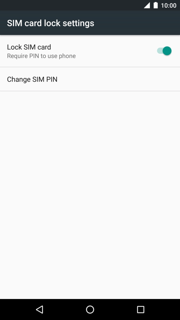 Press the indicator next to 'Lock SIM card' to turn the function on or off.