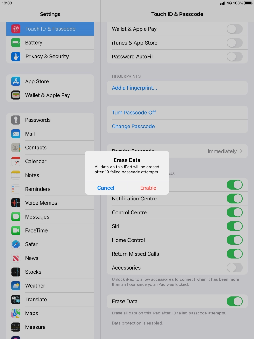 If you turn on the function, press Enable.