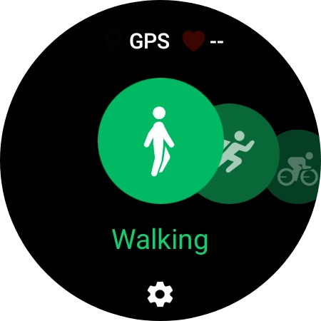 Drag your finger right or left to select the required activity.