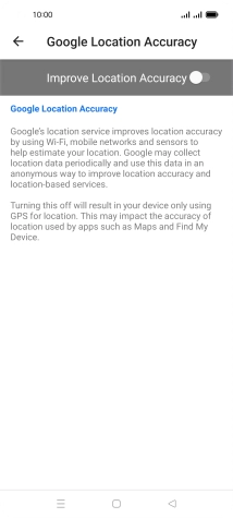 If you press the indicator next to 'Improve Location Accuracy' to turn on the function, your phone can find your exact position using the GPS satellites, the mobile network and nearby WiFi networks. Satellite-based GPS requires a clear view of the sky.