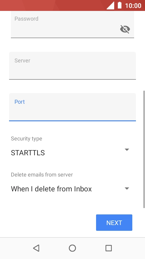 Press the field below 'Port' and key in 110.