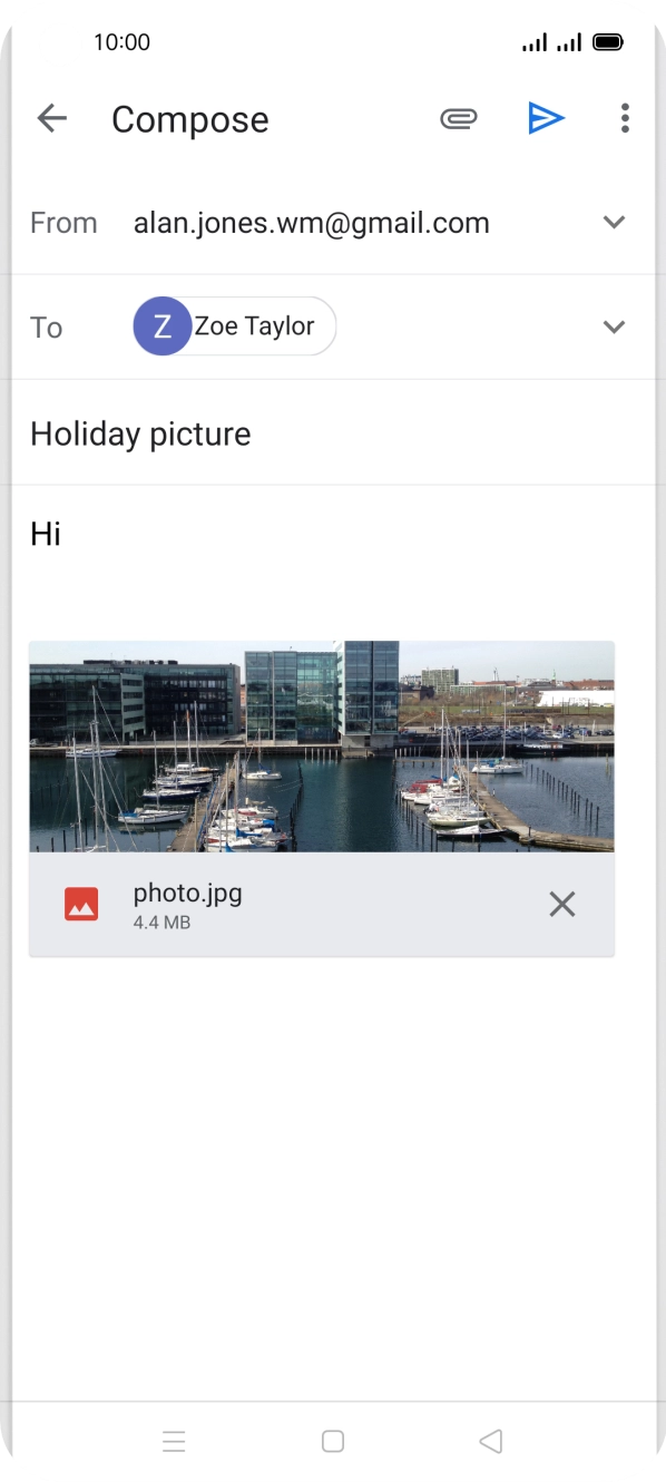 Press the send icon when you've finished your email.