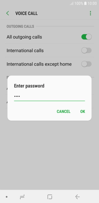 Key in your barring password and press OK.