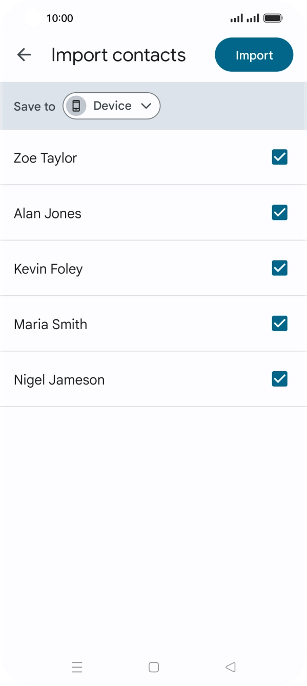 Press the fields next to the required contacts to select them.