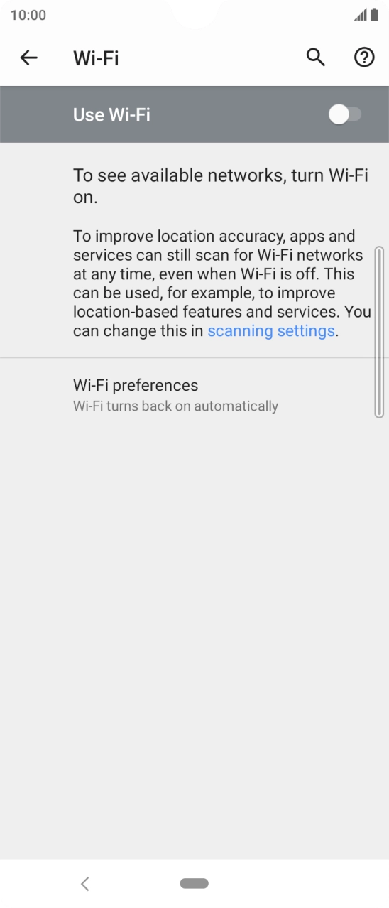 Press the indicator next to 'Use Wi-Fi' to turn on the function.