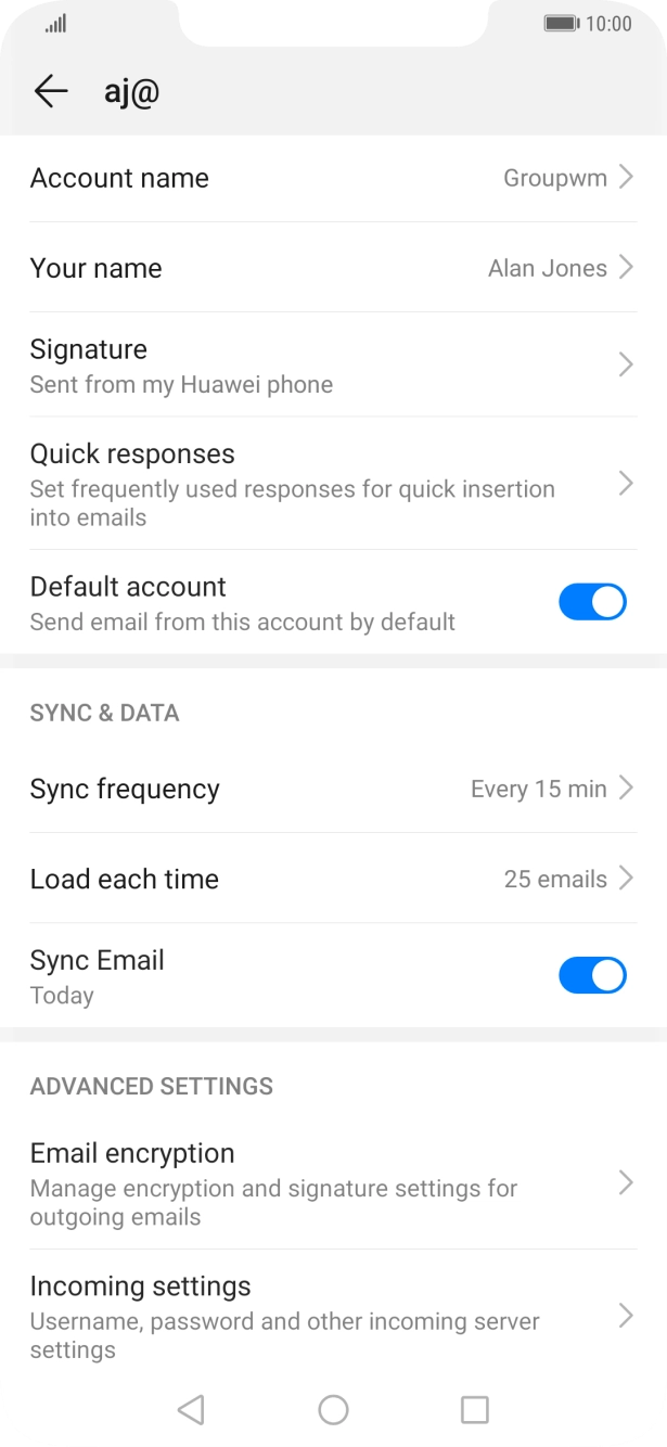 Press Account name and key in the required name. Press Account name and key in the required name.