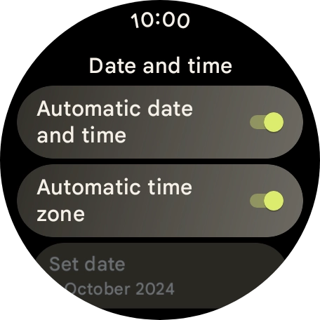 Press the indicator next to 'Automatic time zone' to turn off the function.