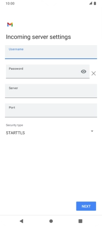 Press the field below 'Server' and key in the name of your email provider's incoming server.