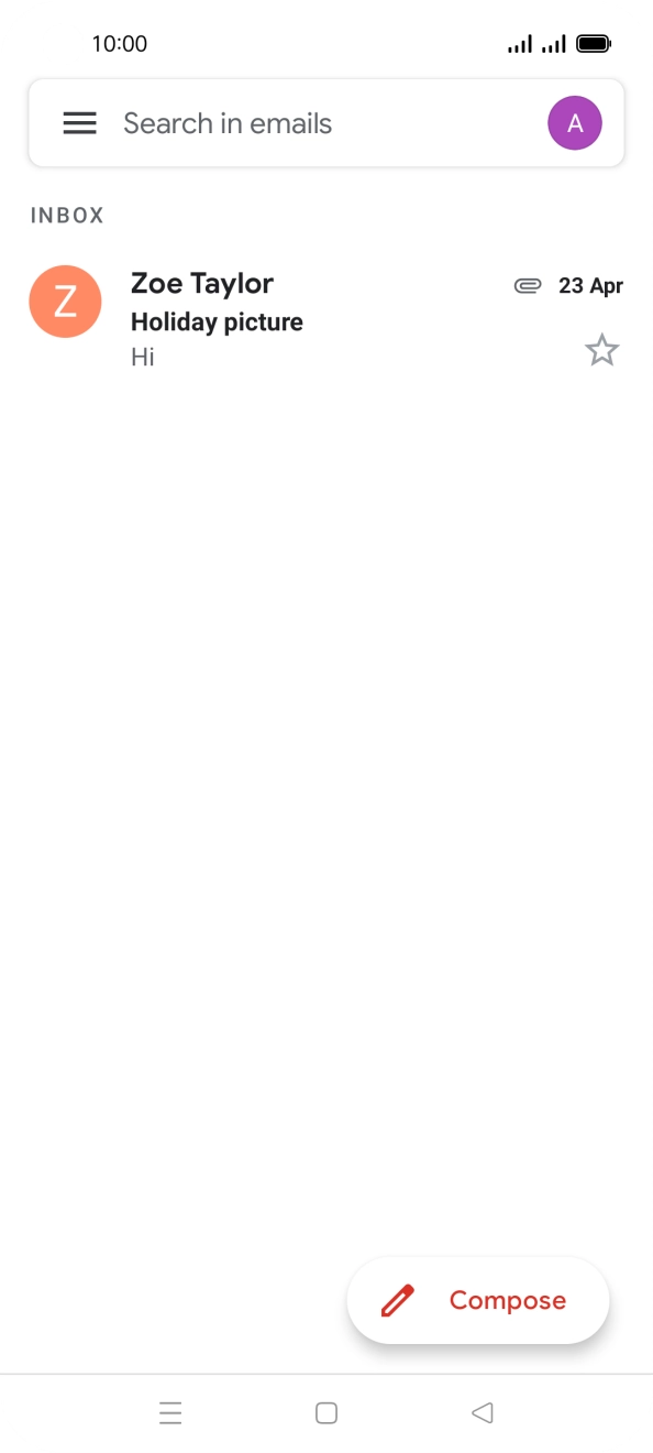 Press the email account icon. Press the email account icon.