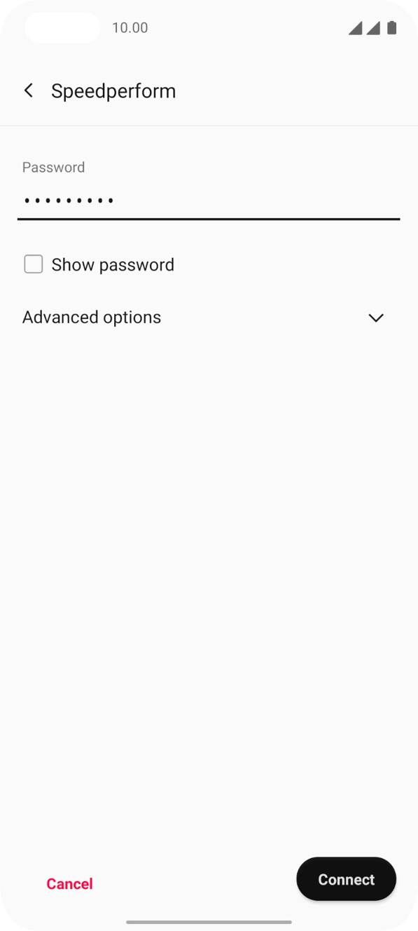 Key in the password for the WiFi network and press Connect.