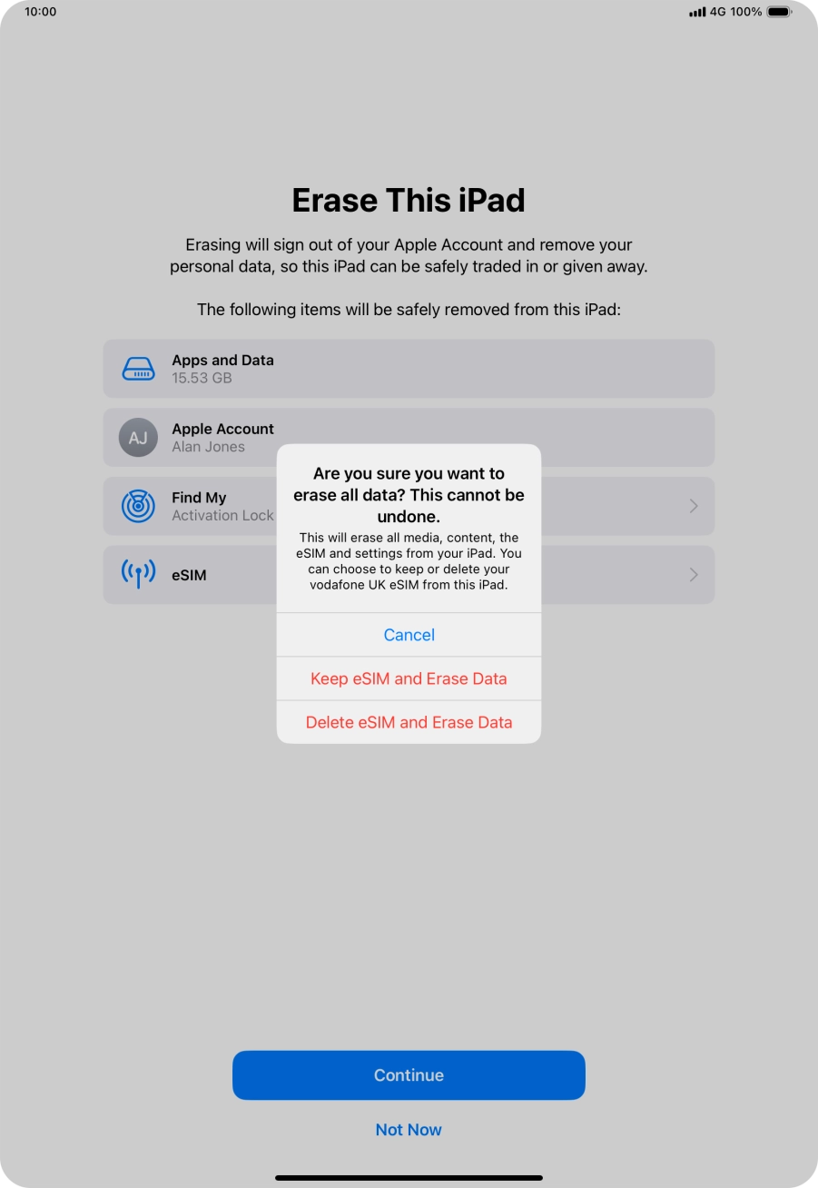 Press the required setting.