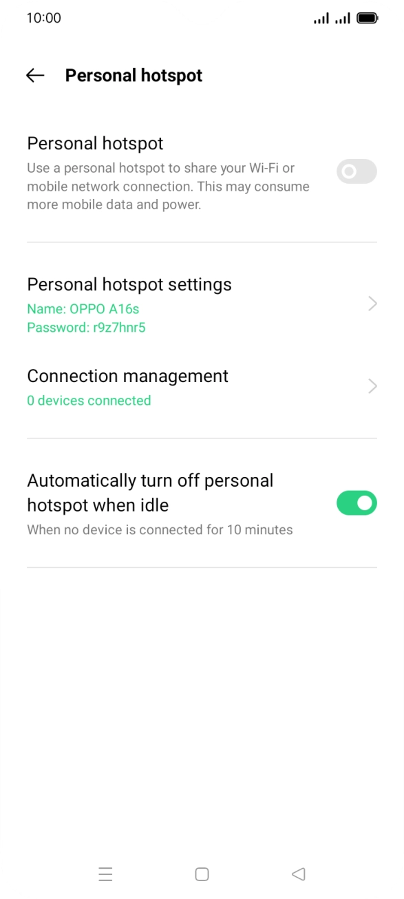 Press Personal hotspot settings. Press Personal hotspot settings.