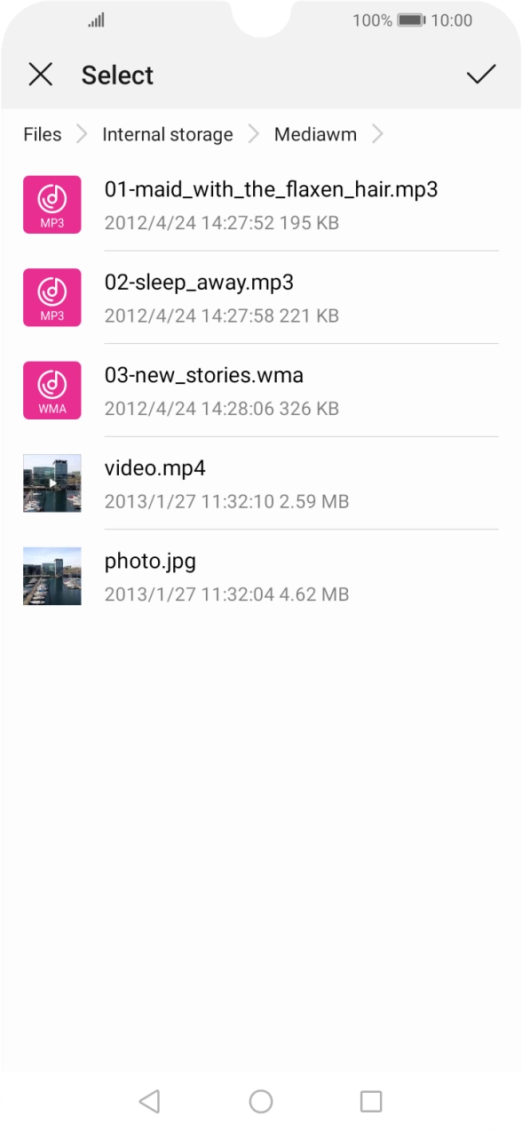 Press the required picture. Press the required picture.