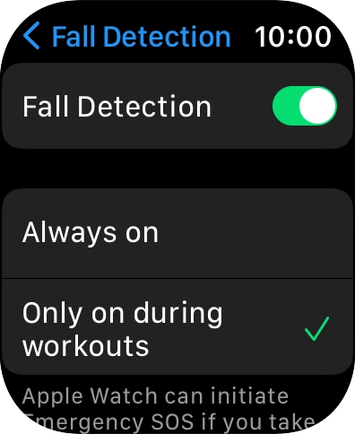 Press the indicator next to 'Fall Detection' to turn on the function.