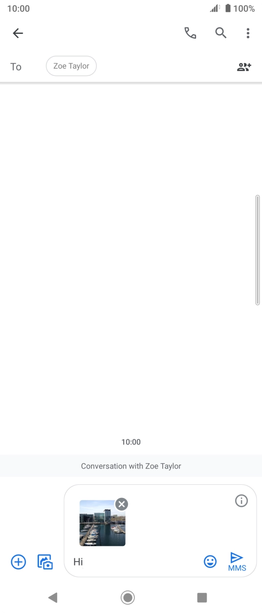 Press the send icon when you've finished your picture message. Press the send icon when you've finished your picture message.