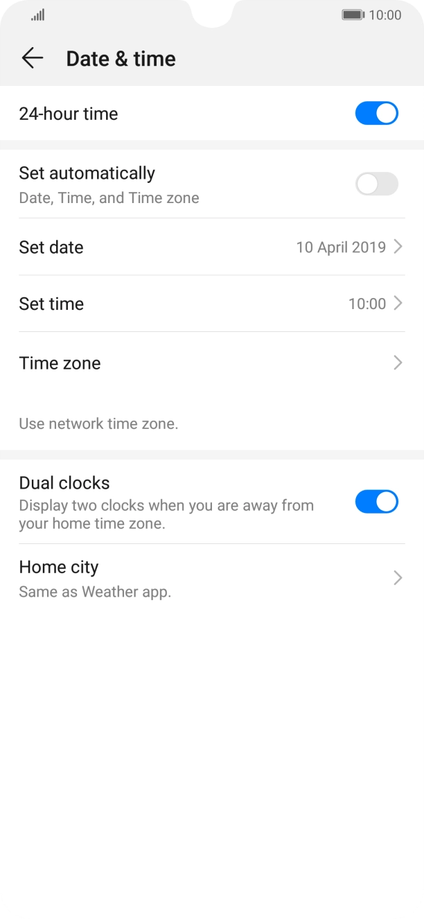 Press the indicator next to 'Set automatically' to turn on the function.