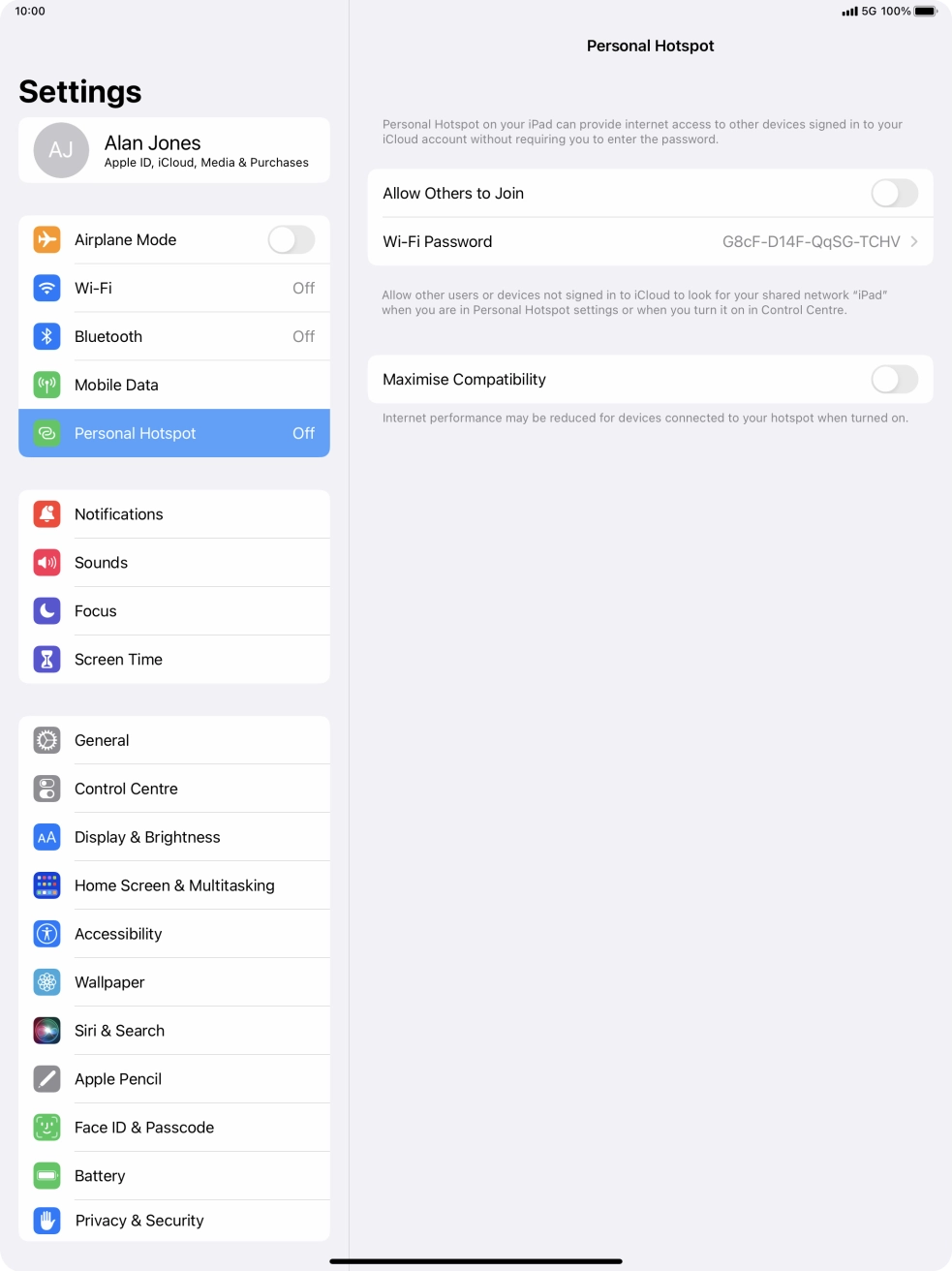Press Wi-Fi Password and key in the required password.