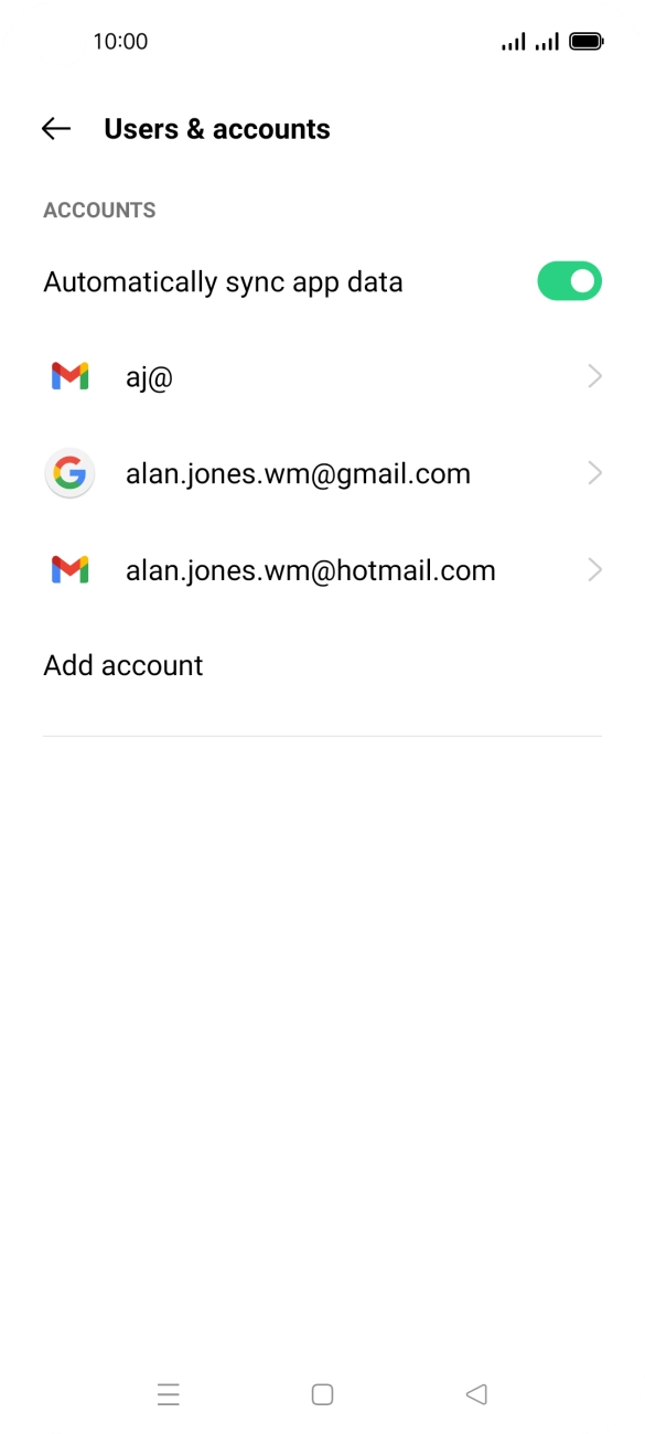 Press the indicator next to 'Automatically sync app data' to turn the function on or off.