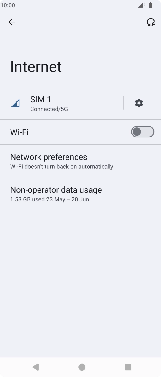 Press the indicator next to 'Wi-Fi' to turn on the function.