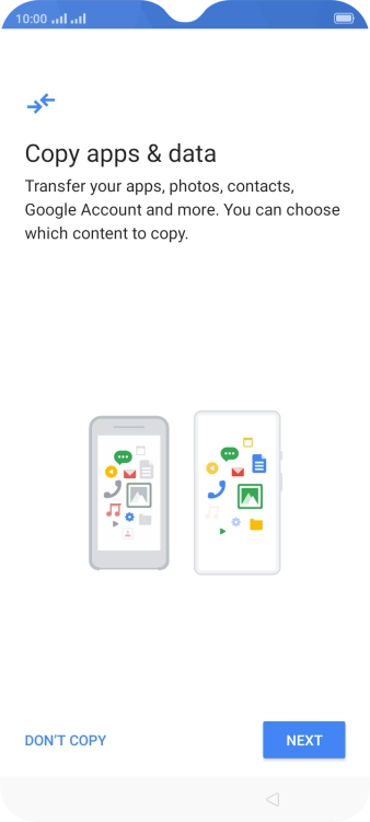 You can transfer the contents of another phone to your phone when it's activated for the first time and after a factory reset. When this screen is displayed, your phone is ready to transfer contents from another phone.