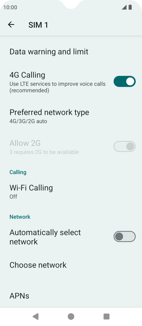 Press the indicator next to 'Automatically select network' to turn on the function. Press the indicator next to 'Automatically select network' to turn on the function.