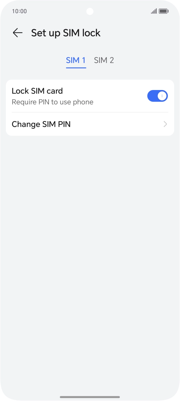 Press the indicator next to 'Lock SIM card' to turn the function on or off.