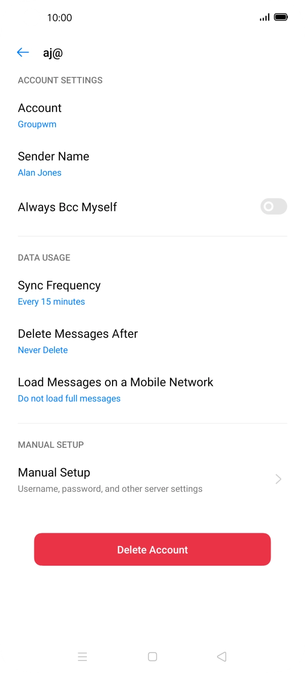 Press Account and key in the required name. Press Account and key in the required name.