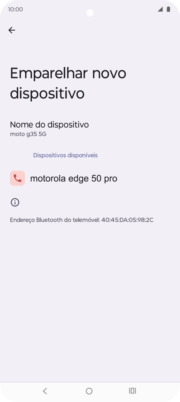 Prima o dispositivo Bluetooth pretendido e siga as indicações no ecrã para emparelhar o dispositivo pretendido com o telefone.