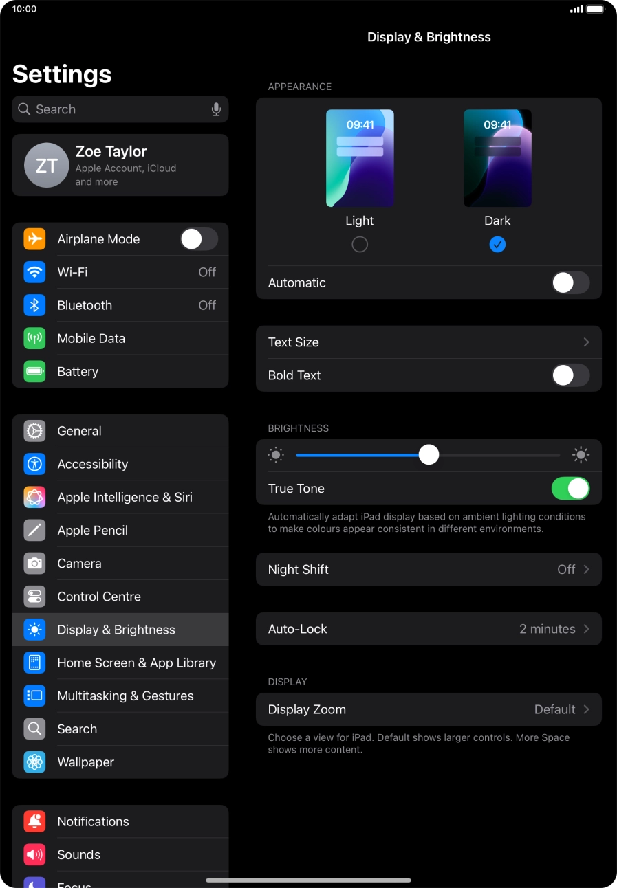 Press the indicator next to 'Automatic' to turn the function on or off. Press the indicator next to 'Automatic' to turn the function on or off.