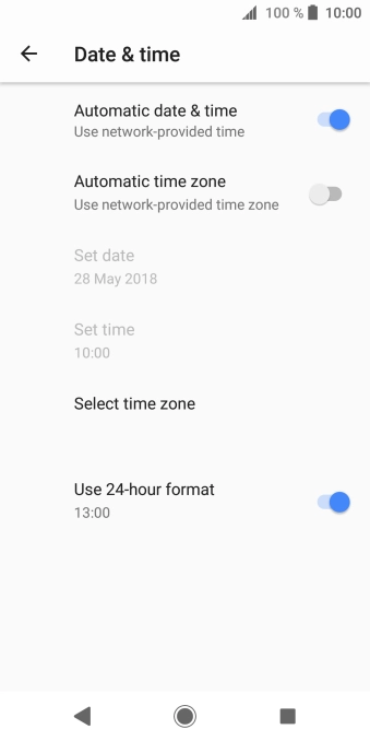 Press the indicator next to 'Automatic time zone' to turn on the function.