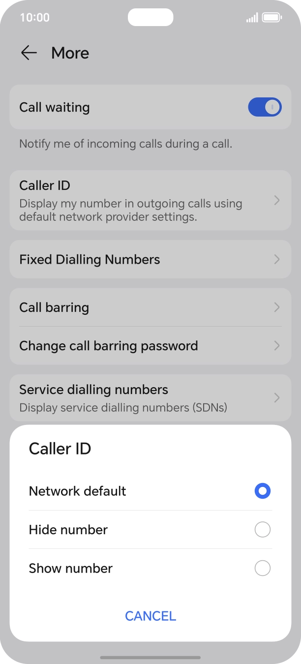Press Show number to turn on caller ID.