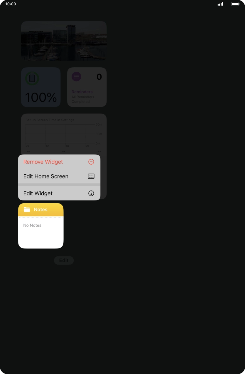 Press the required widget. Press the required widget.