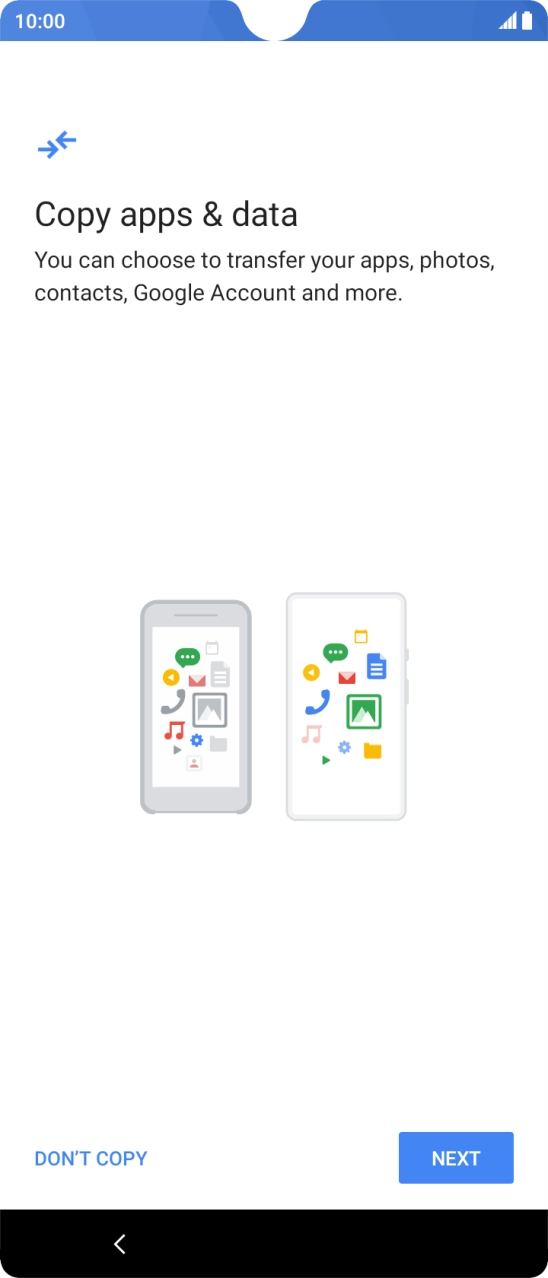 You can transfer the contents of another phone to your phone when it's activated for the first time and after a factory reset. When this screen is displayed, your phone is ready to transfer contents from another phone.