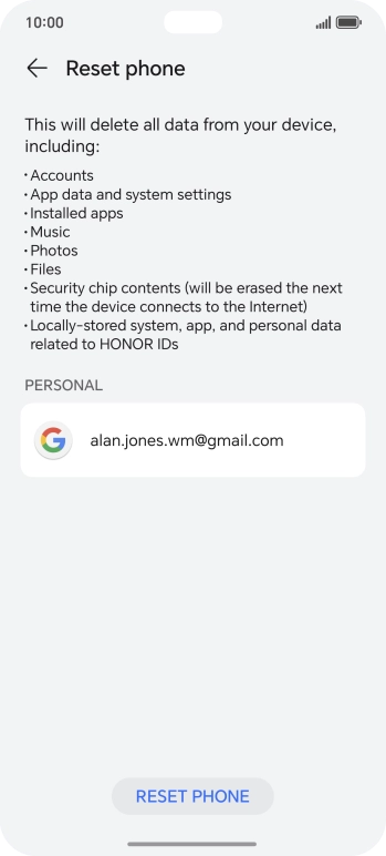 Press RESET PHONE.