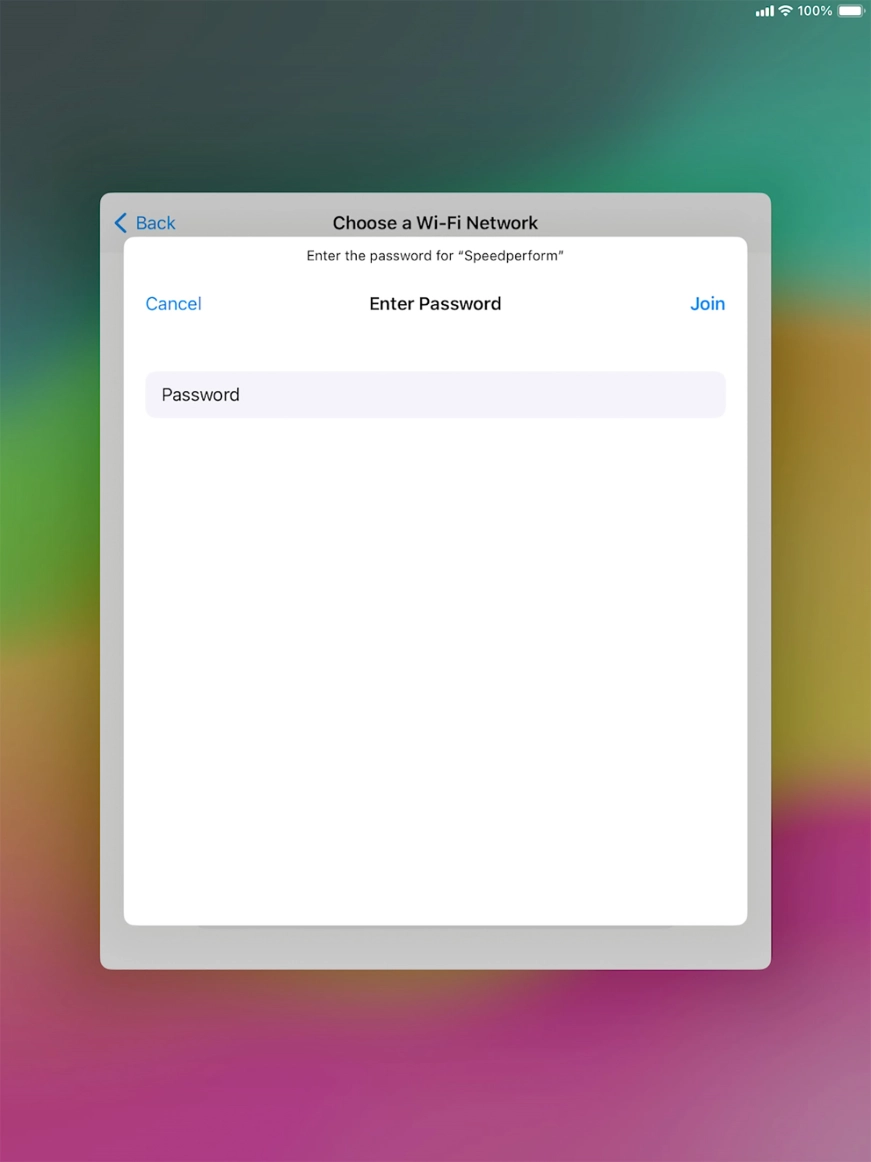 Key in the password for the WiFi network and press Join.