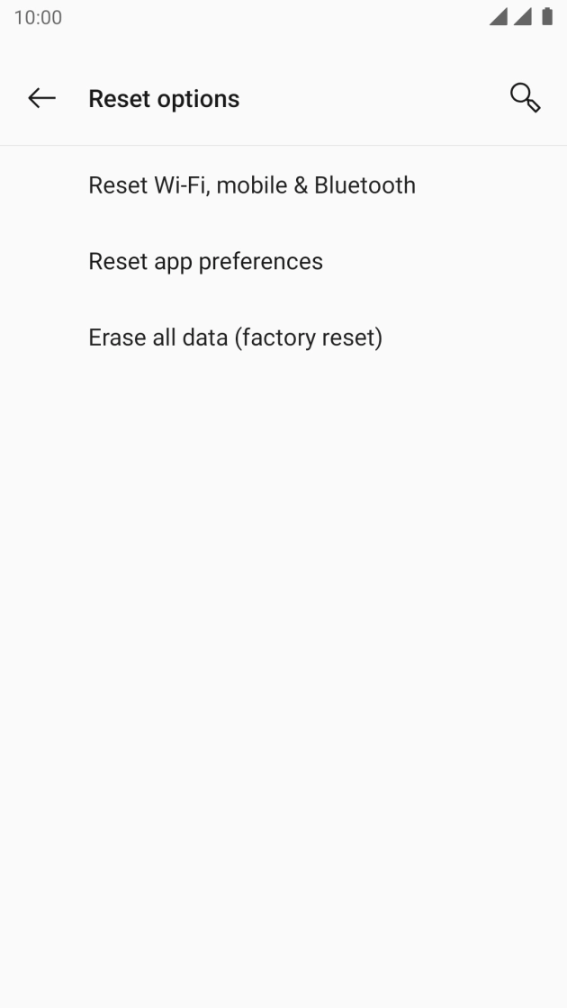 Press Erase all data (factory reset).