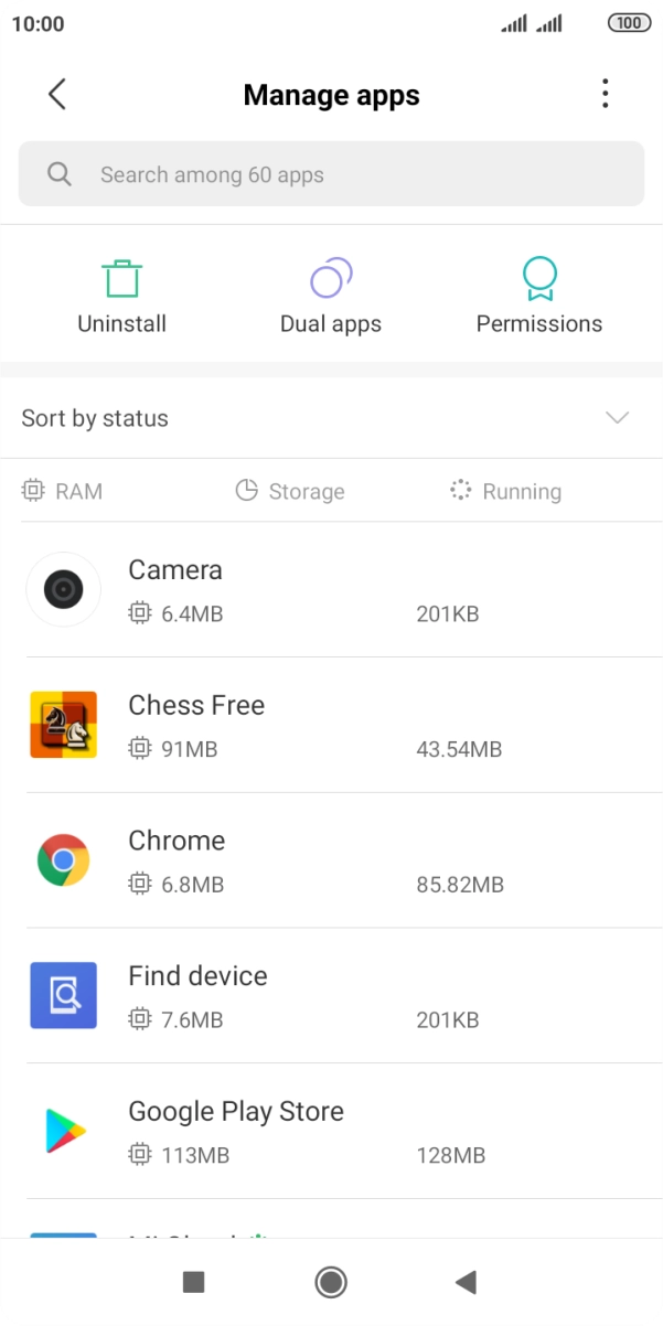 Press the required app.