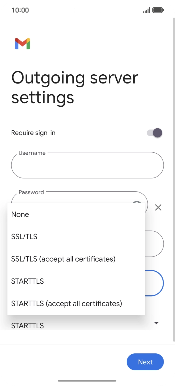 Press SSL/TLS. Press SSL/TLS.