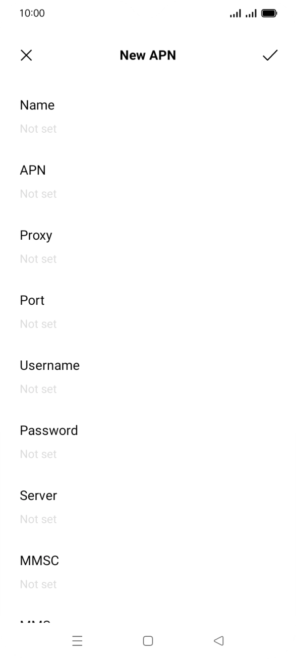 Press the field below 'Name' and key in O2 UK Internet. Press the field below 'Name' and key in O2 UK Internet.