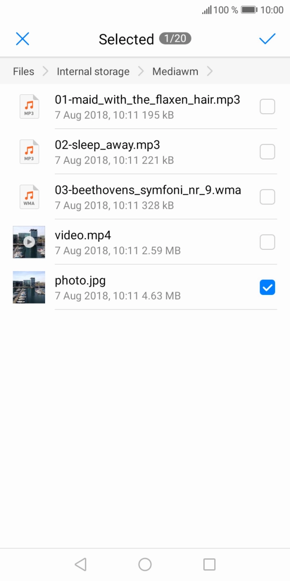 Press the confirm icon.